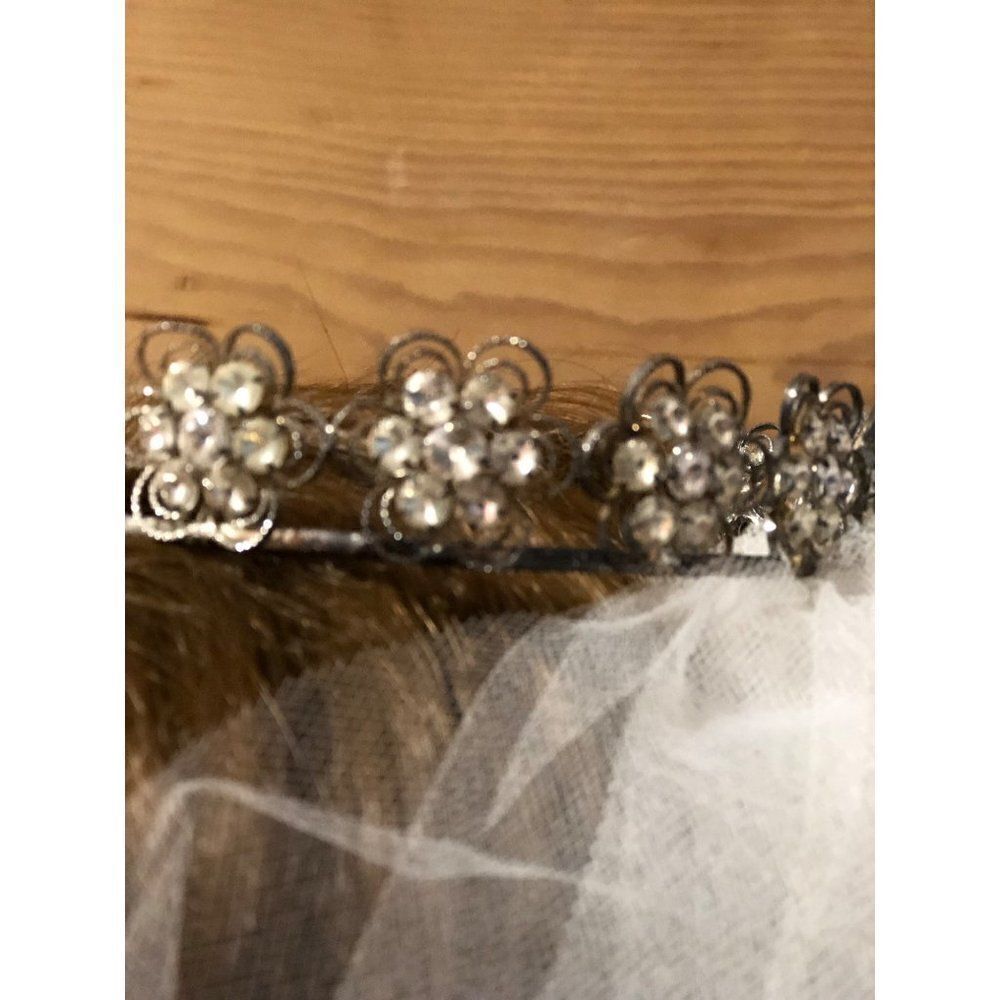 Vintage Womens Wedding Bridal Veil 2 Tiers Lace White - Picture 3 of 6